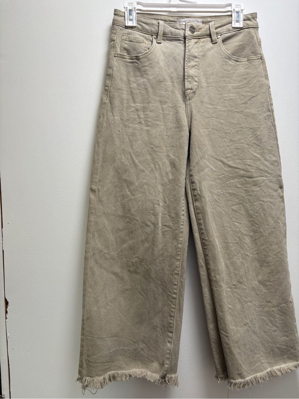 Risen Jeans - Wide- Barrel Leg Frayed Hem Pants | 5/27 | comfort